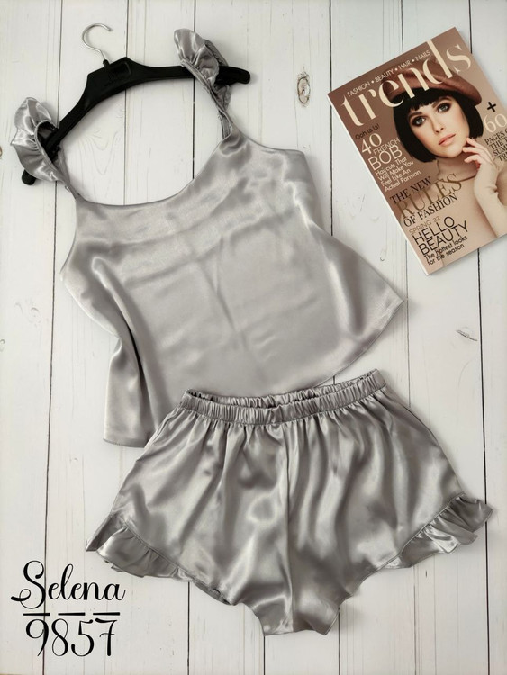 ست تاپ شورت ساتن زنانه