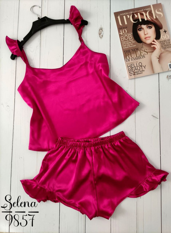 ست تاپ شورت ساتن زنانه