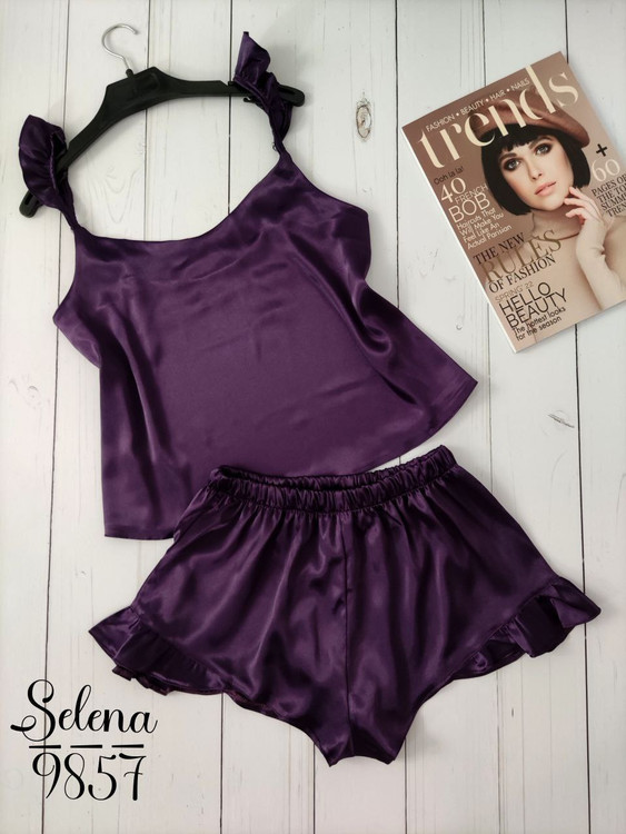 ست تاپ شورت ساتن زنانه