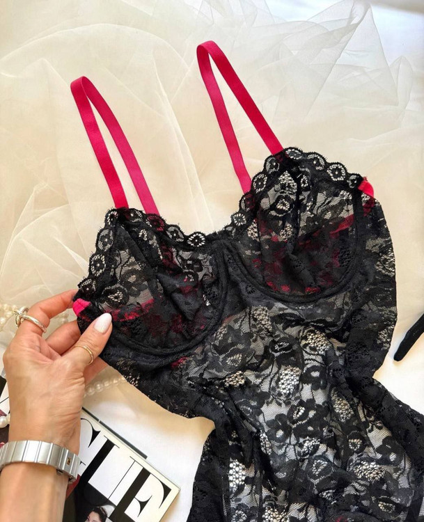 ست بادی فانتزی و دستکش زنانه