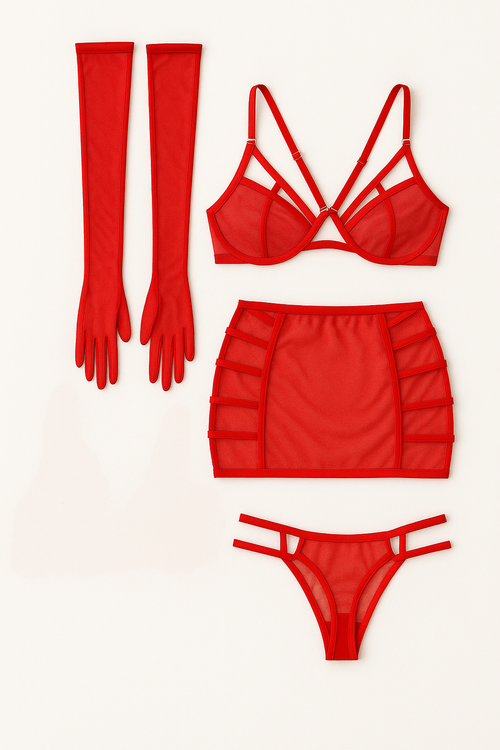 ست لباس زیر ۴ تکه زنانه فانتزی