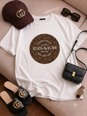 تیشرت باکسی زنانه چاپی طرح coach جتس نخ پنبه خنک تابستانی
