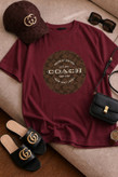 تیشرت باکسی زنانه چاپی طرح coach جتس نخ پنبه خنک تابستانی