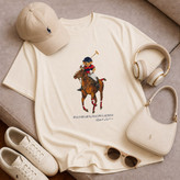تیشرت باکسی با چاپ Polo bear جنس نخ پنبه خنک تابستانی آستین سه ربع مناسب زنانه، مردانه