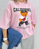 تیشرت باکسی زنانه چاپی طرح تدی جنس نخ پنبه خنک تابستانی California