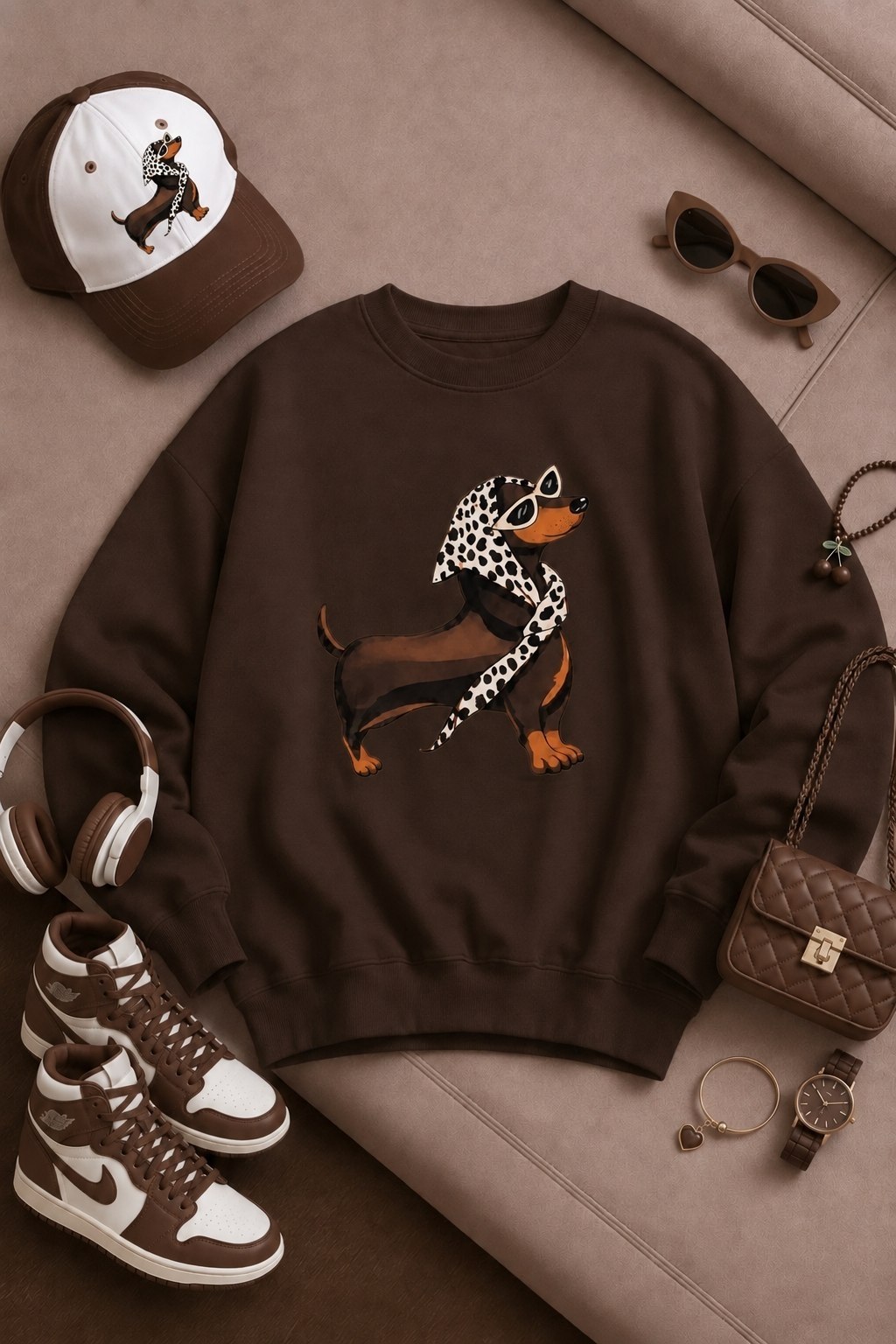 بلوز دورس زنانه توکرکی یقه گرد تاپ برند طرح سگ کد 80766