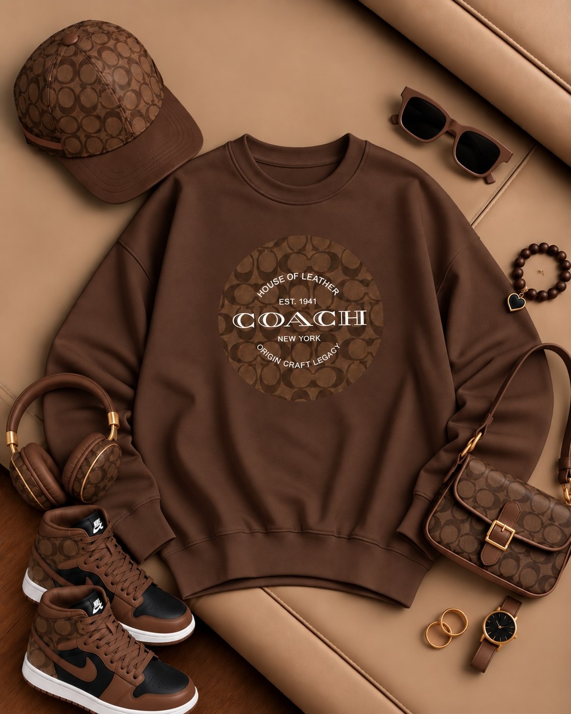 بلوز دورس زنانه توکرکی یقه گرد طرح Coach کد 80762