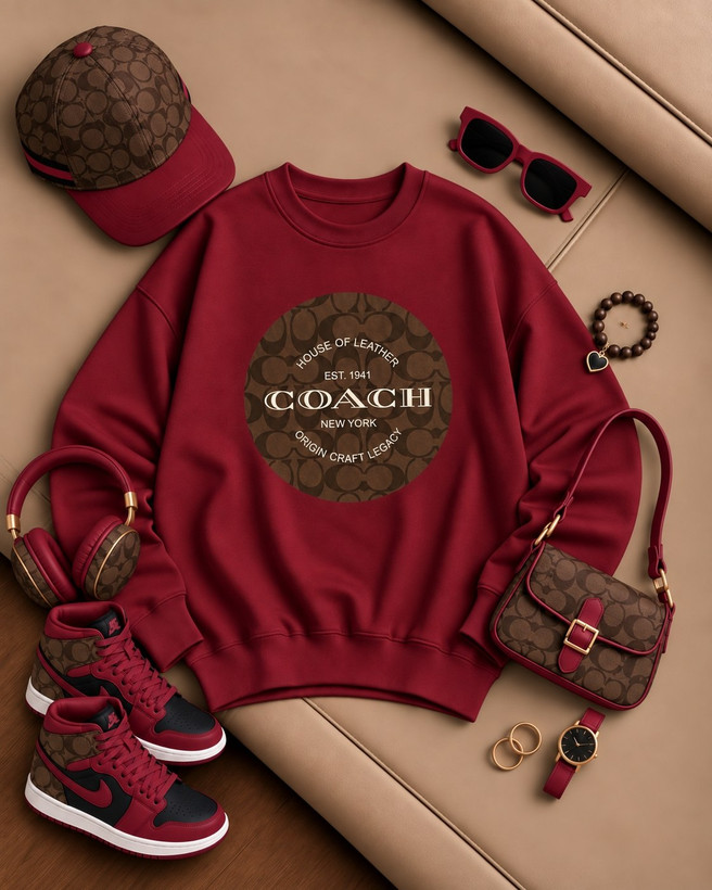 بلوز دورس زنانه توکرکی یقه گرد طرح Coach کد 80762